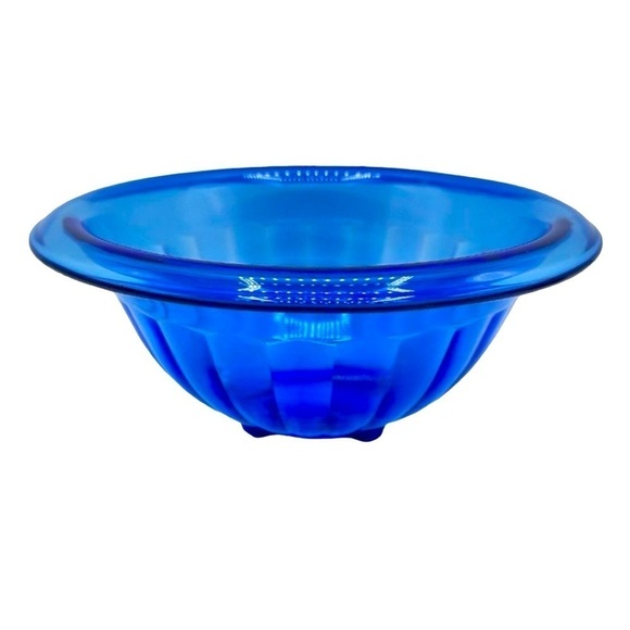 Vintage Hazel Atlas Cobalt Blue Pillar Optic Mixing Bowl - Picture 1 of 7